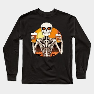 Skeleton Sunset Beer - Spooky and Stylish Halloween Theme Long Sleeve T-Shirt